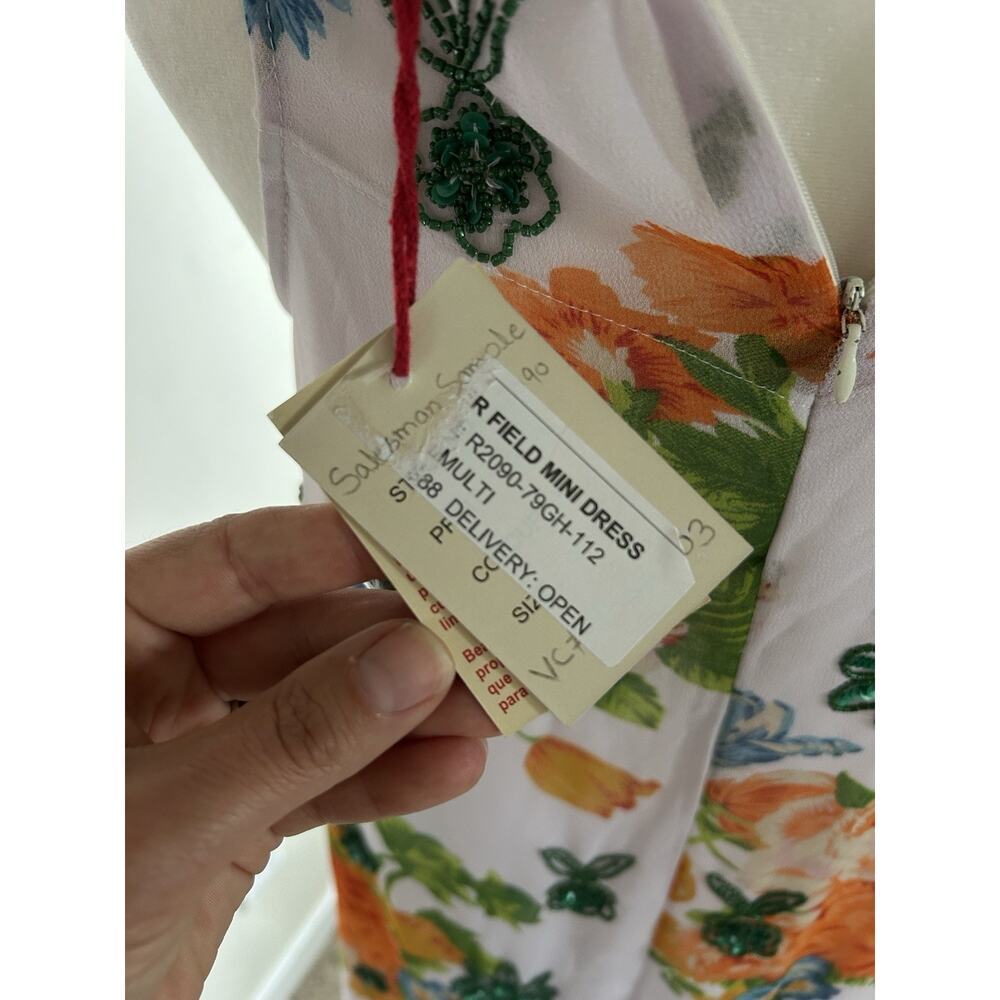 Raga Anthropologie Beaded Sequin Floral Mini Dress S Sleeveless Boho NWT - Picture 2 of 16